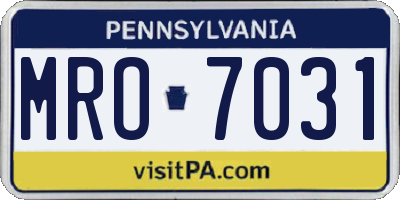 PA license plate MRO7031