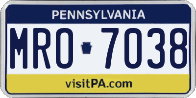PA license plate MRO7038