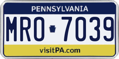 PA license plate MRO7039