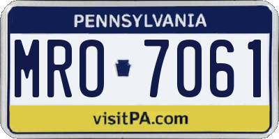 PA license plate MRO7061