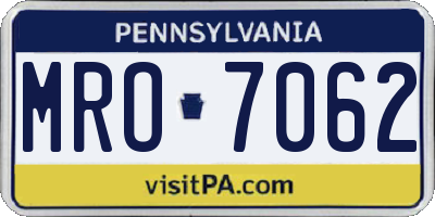 PA license plate MRO7062