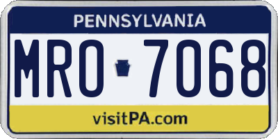 PA license plate MRO7068