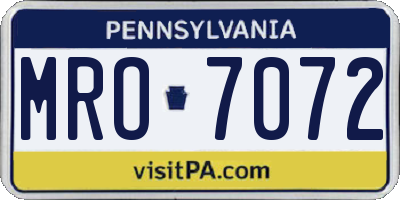 PA license plate MRO7072