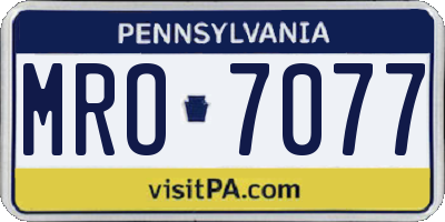 PA license plate MRO7077