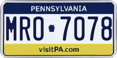 PA license plate MRO7078