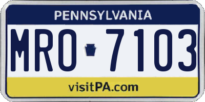 PA license plate MRO7103