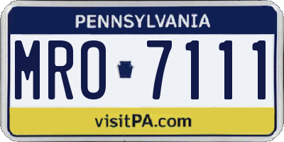 PA license plate MRO7111