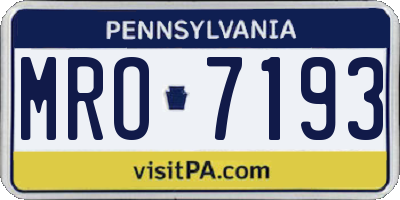 PA license plate MRO7193