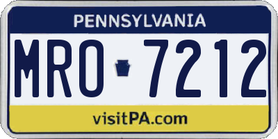 PA license plate MRO7212