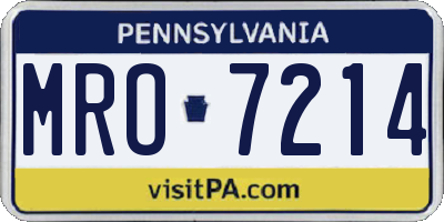 PA license plate MRO7214