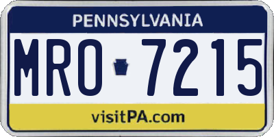 PA license plate MRO7215