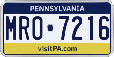 PA license plate MRO7216