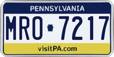 PA license plate MRO7217
