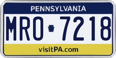 PA license plate MRO7218