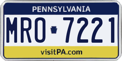 PA license plate MRO7221