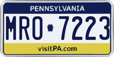 PA license plate MRO7223