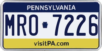 PA license plate MRO7226