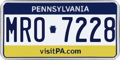 PA license plate MRO7228
