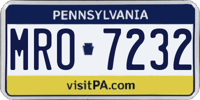 PA license plate MRO7232
