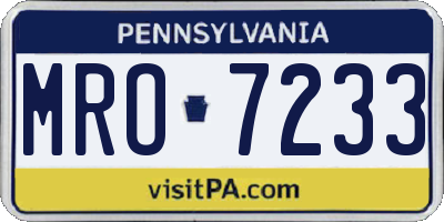 PA license plate MRO7233