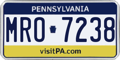 PA license plate MRO7238