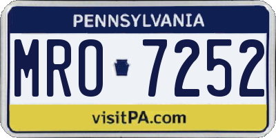 PA license plate MRO7252