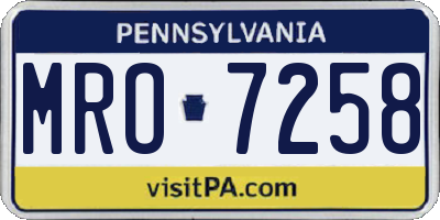 PA license plate MRO7258