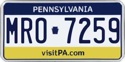 PA license plate MRO7259