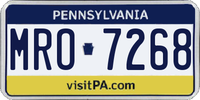 PA license plate MRO7268