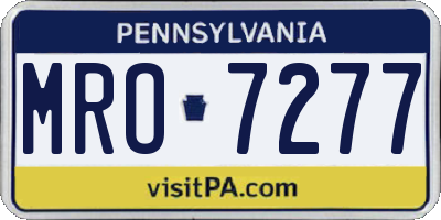 PA license plate MRO7277