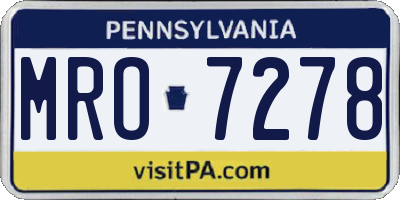 PA license plate MRO7278