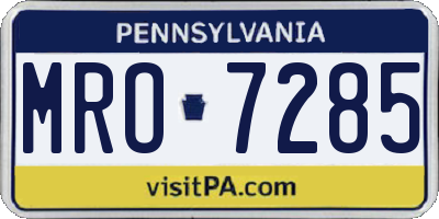 PA license plate MRO7285