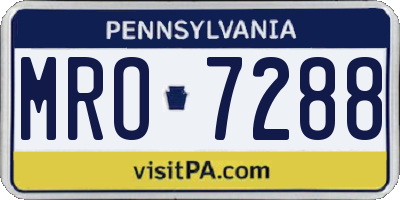 PA license plate MRO7288