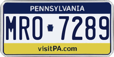 PA license plate MRO7289
