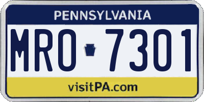 PA license plate MRO7301