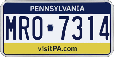 PA license plate MRO7314