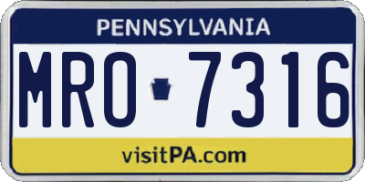 PA license plate MRO7316