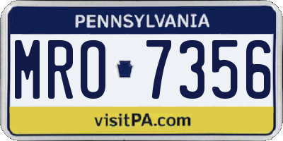 PA license plate MRO7356