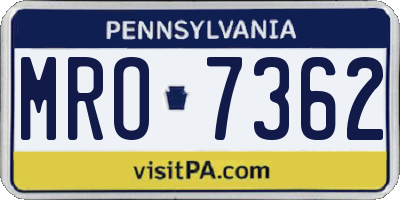 PA license plate MRO7362