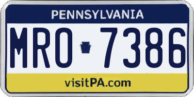 PA license plate MRO7386