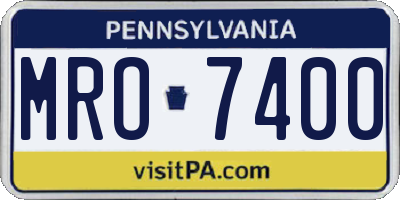 PA license plate MRO7400