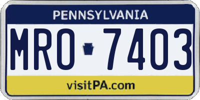 PA license plate MRO7403
