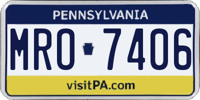 PA license plate MRO7406