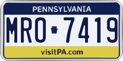 PA license plate MRO7419
