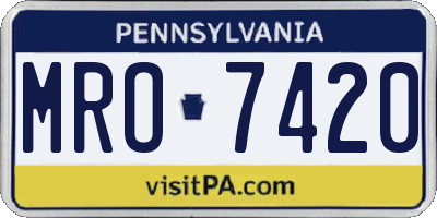 PA license plate MRO7420