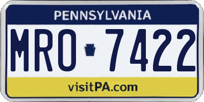 PA license plate MRO7422