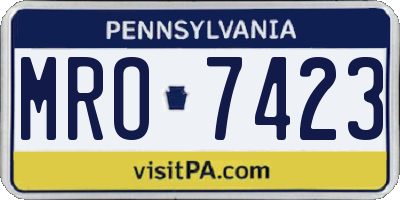 PA license plate MRO7423