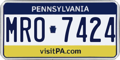 PA license plate MRO7424