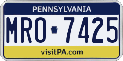 PA license plate MRO7425