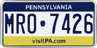 PA license plate MRO7426